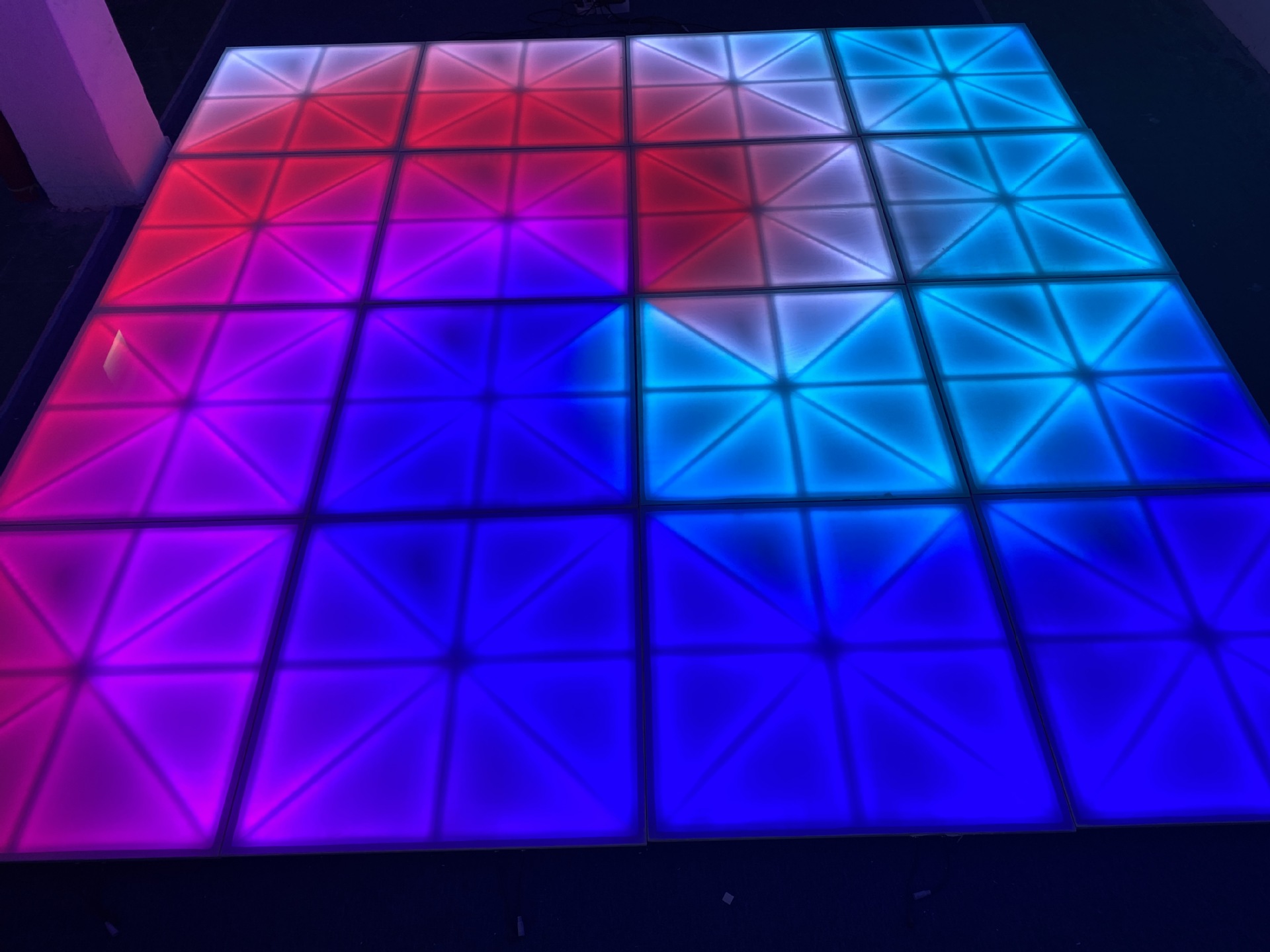 Cross-shaped rainbow multi-color changing stage LED floor tile lights, outdoor square, bar, dancing floor square sensor lights Application Scenario