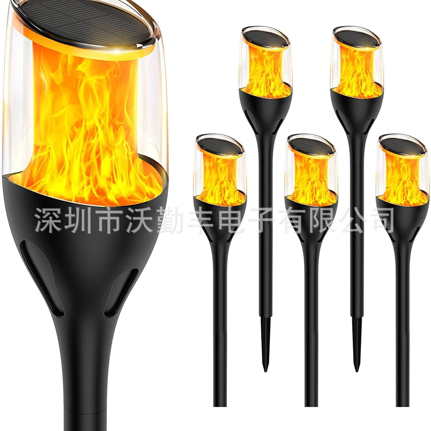 Classic red wine glass-shaped solar flame lamp, extended plug-in pole solar torch lamp, candle flickering effect full figure