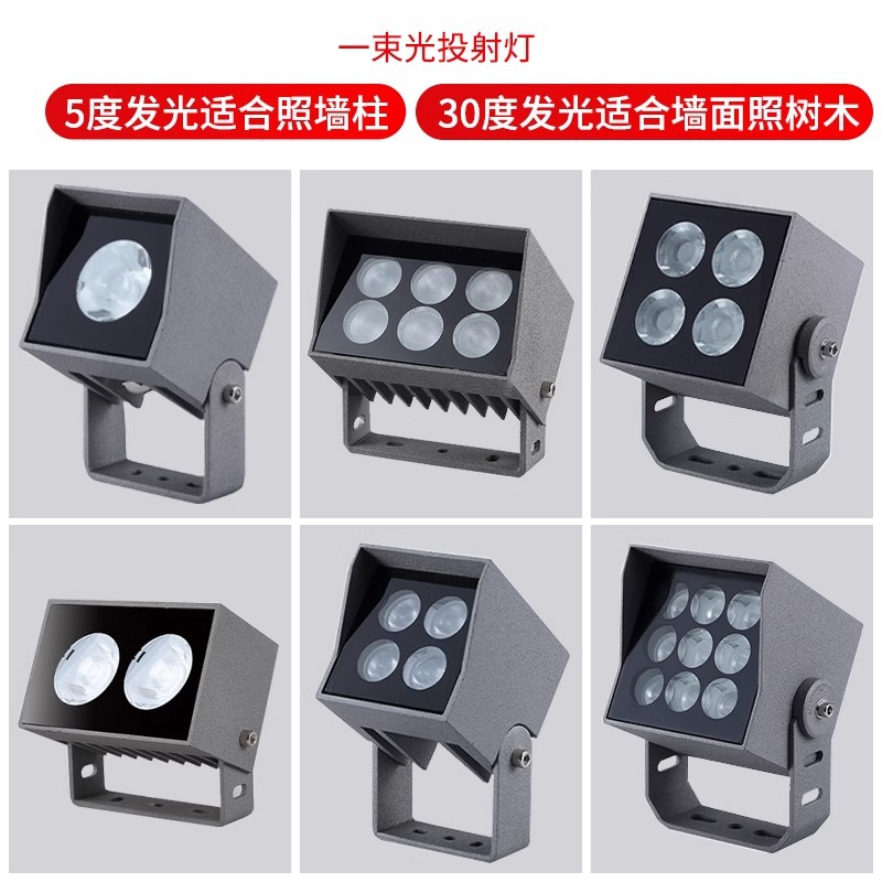 One beam of LED floodlight, square focused light, waterproof exterior wall, outdoor wall washing, narrow light column, tree small spotlight Application Scenario