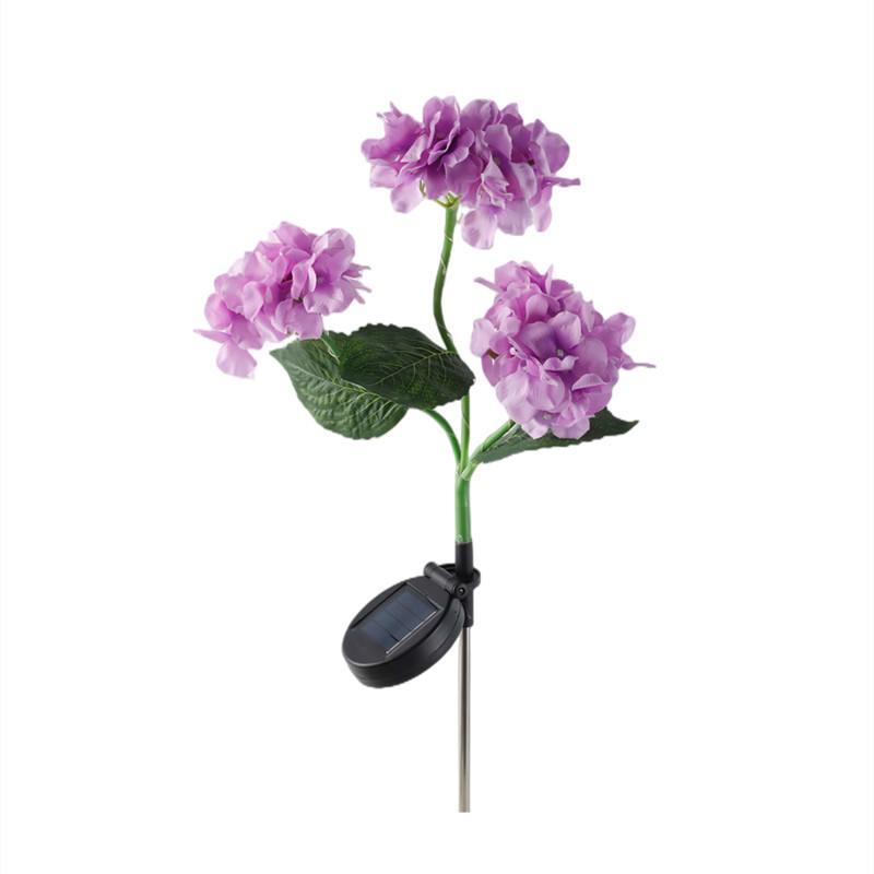 Solar LED light string, hydrangea simulation flower lamp, ground plug outdoor decorative lamp, villa lawn copper wire courtyard lamp Item Picture