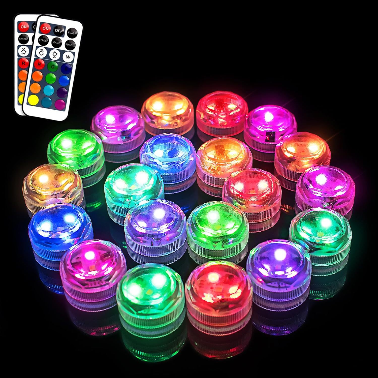 Diving light, LED small knob, seven-color waterproof remote control color light, fish tank light, vase light, candle light, tea light, pumpkin light Item Picture