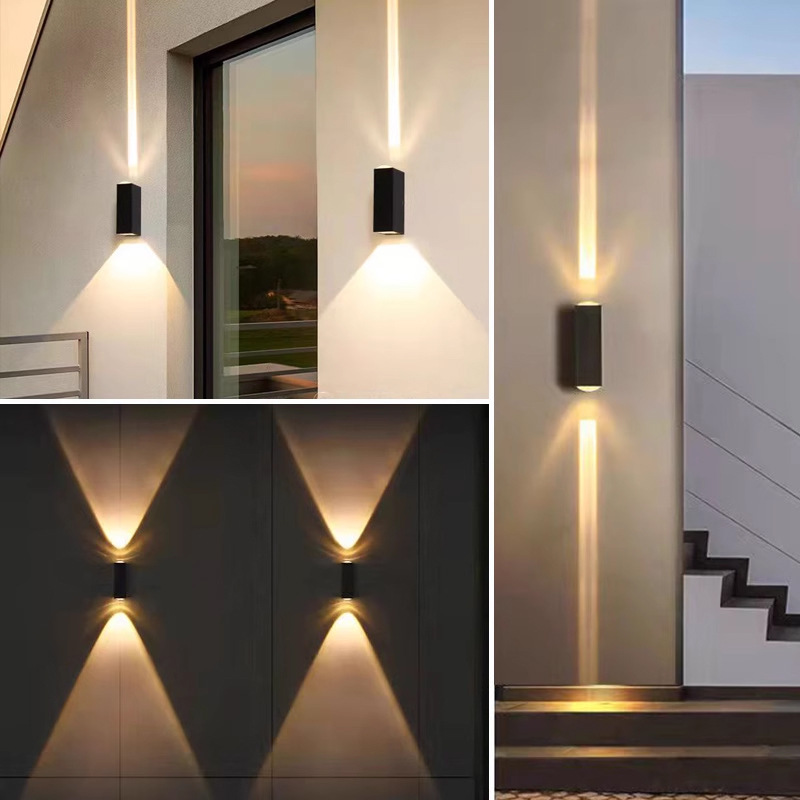 Outdoor double-head single-beam wall lamp, waterproof led concentrating wall-washing light, villa column line exterior wall courtyard spotlight full figure