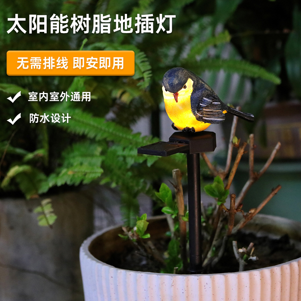 New solar animal resin bird lamp, courtyard outdoor lawn ground insert lamp, kindergarten park landscape lamp, led full figure