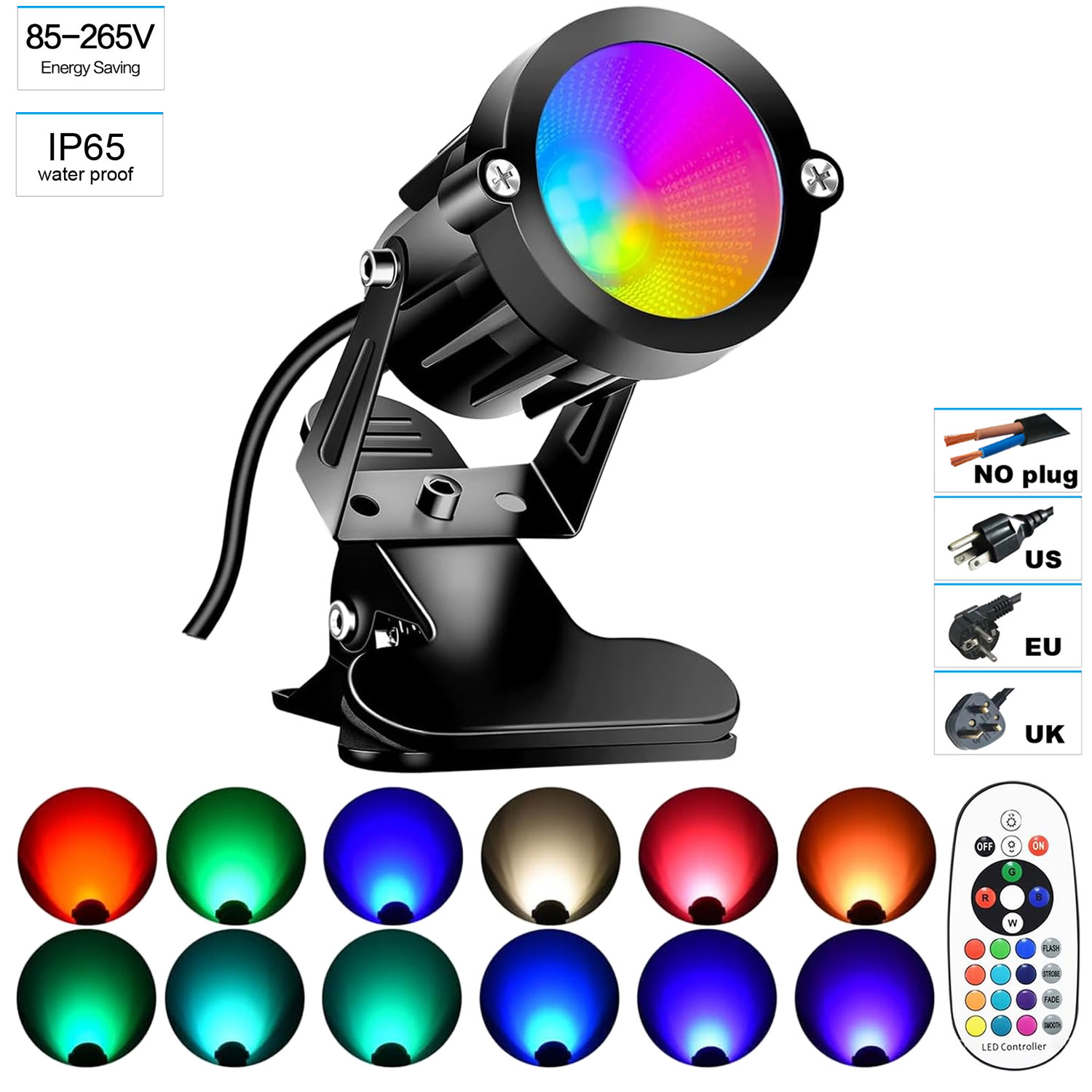 Cross-border best-selling RGBW spotlights, indoor ambient lights, dimming and color-adjusting table decoration, clip lights, landscape spotlights Item Picture