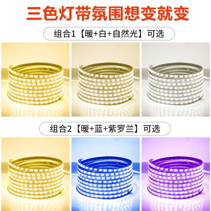 Outdoor waterproof neon silicone soft light strip, flexible light bar, 220v high-voltage ultra-bright outdoor atmosphere running light LED Specification drawing