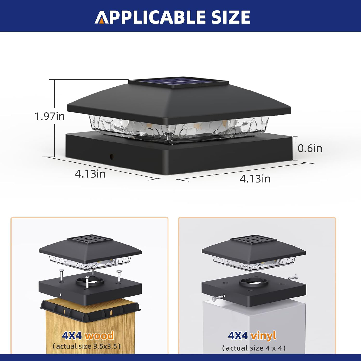 Amazon's new outdoor waterproof solar column head light, fence, courtyard wall, garden cap LED column light details Picture