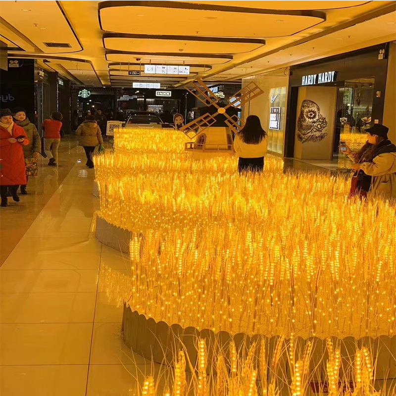 Luminous wheat ear lamps, LED simulation outdoor lawn lamps, aesthetic lighting festival, courtyard lighting project, park decoration details Picture