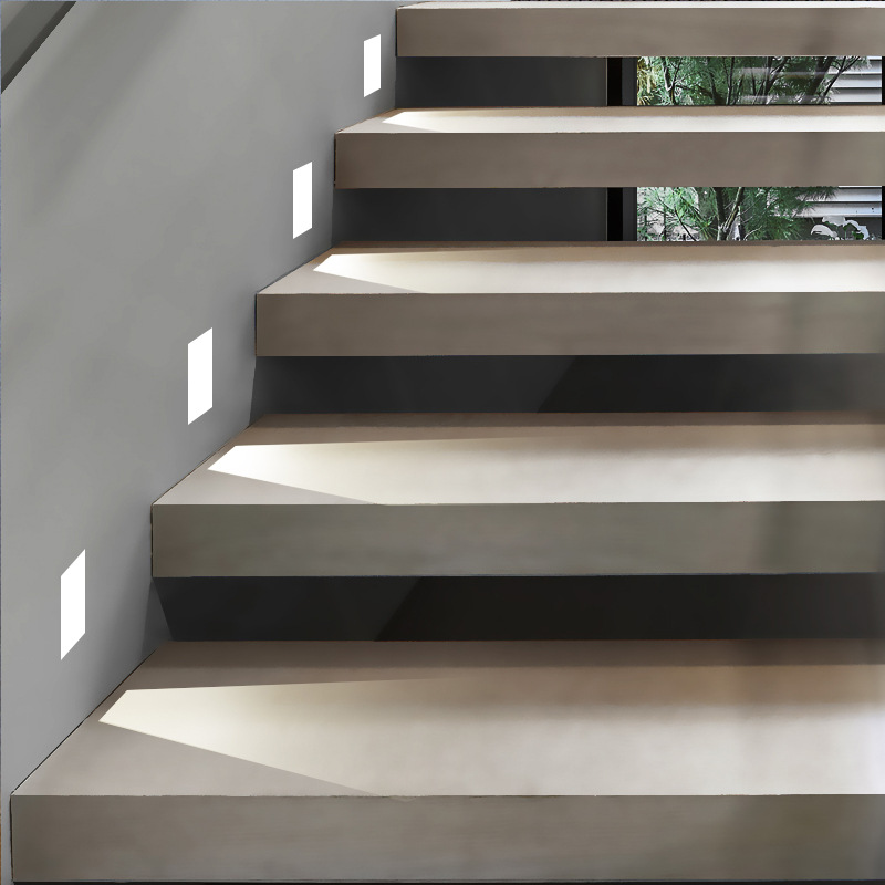 Borderless led floor lights, hotel corridor corner lights, staircase built-in skirting foot lights, step lights, minimalist style details Picture