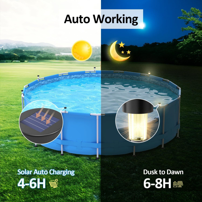 Solar LED swimming pool lights, suitable for ground swimming pool fence decoration,LED waterproof swimming pool accessories night lights Specification drawing