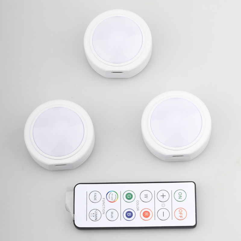 Mini LED under-cabinet lighting, 16-color rechargeable remote-controlled dimming ice hockey light, closet, kitchen, wardrobe, night light Application Scenario