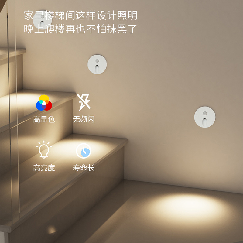 6565 led human body sensor floor light, staircase step, corridor, embedded wall corner, night light, step light details Picture
