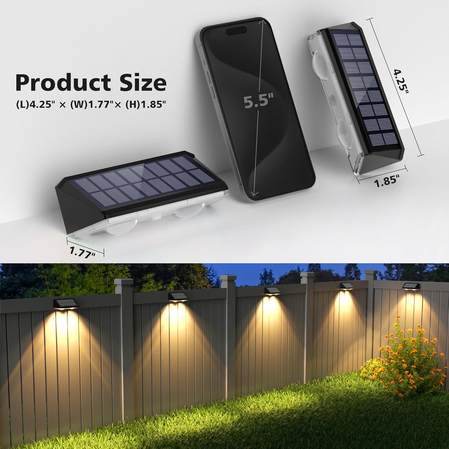 Youdaoplaceholder0 cross-border new solar garden wall lamp, outdoor RGB dimming, garden wall decoration, atmosphere, and wall-washing landscape Specification drawing