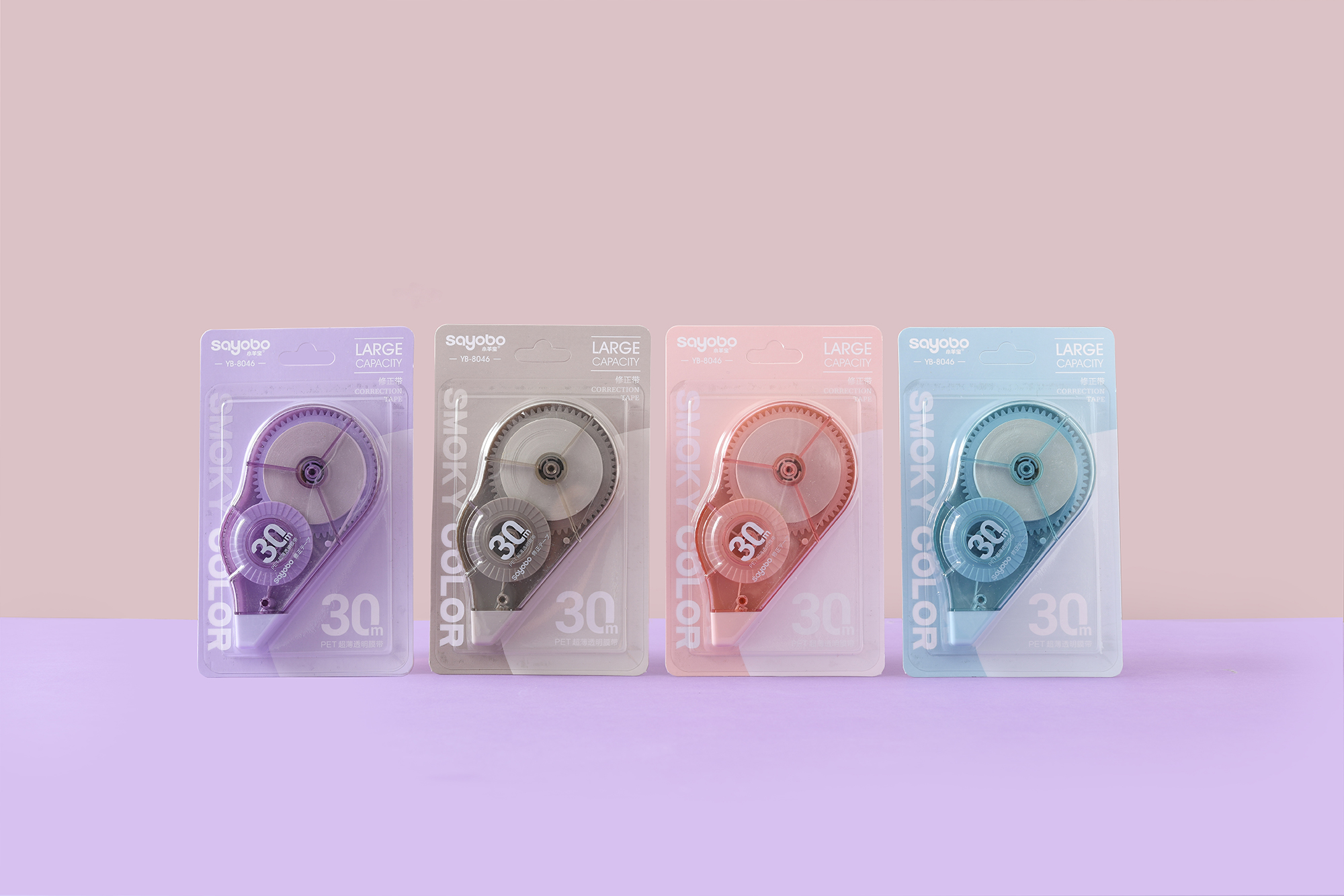 YB-8046 high-quality, large-capacity correction tape, 30-meter ultra-thin film PET transparent film, easy to use, continuous student use, factory direct sales full figure
