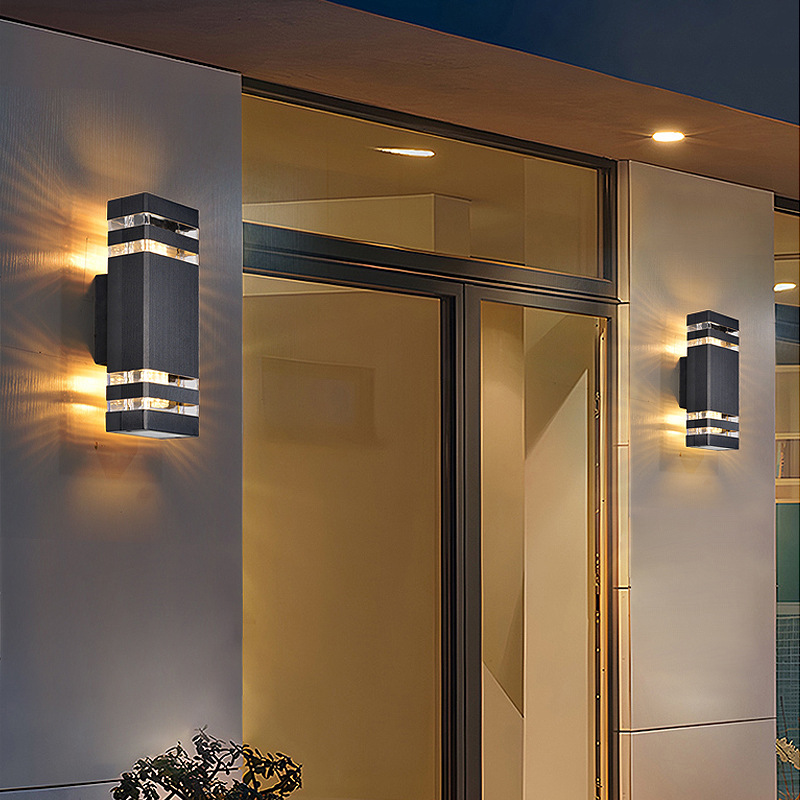 Outdoor wall lamps, led waterproof spotlights, aluminum square up and down corridors, staircases, exterior walls, door columns, hotel outdoor courtyard lamps details Picture