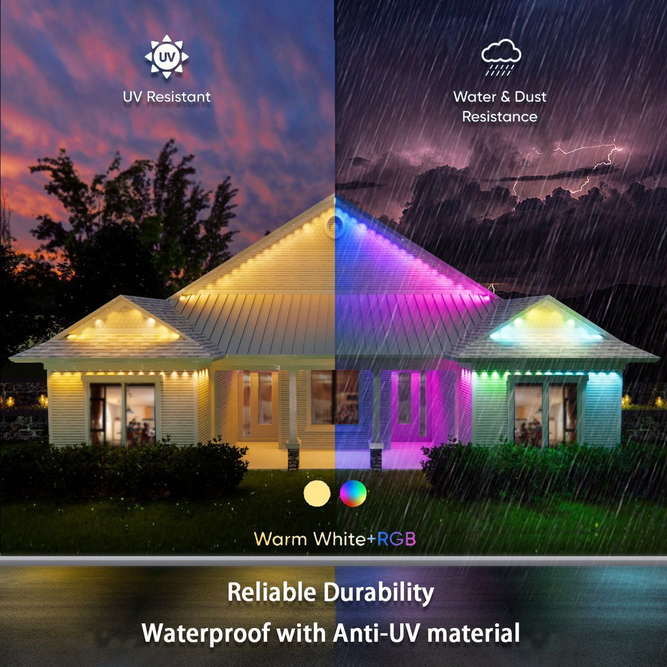 Cross-border smart Bluetooth wifu remote control outdoor waterproof irion-dollar RGB eave light LED smart point light source garden light details Picture