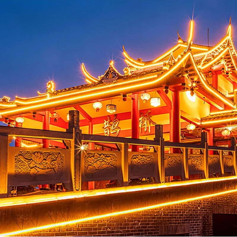 Circular led light strips, outdoor waterproof night market, seven-color atmosphere neon lights, commercial lighting dedicated luminous soft light strips Application Scenario