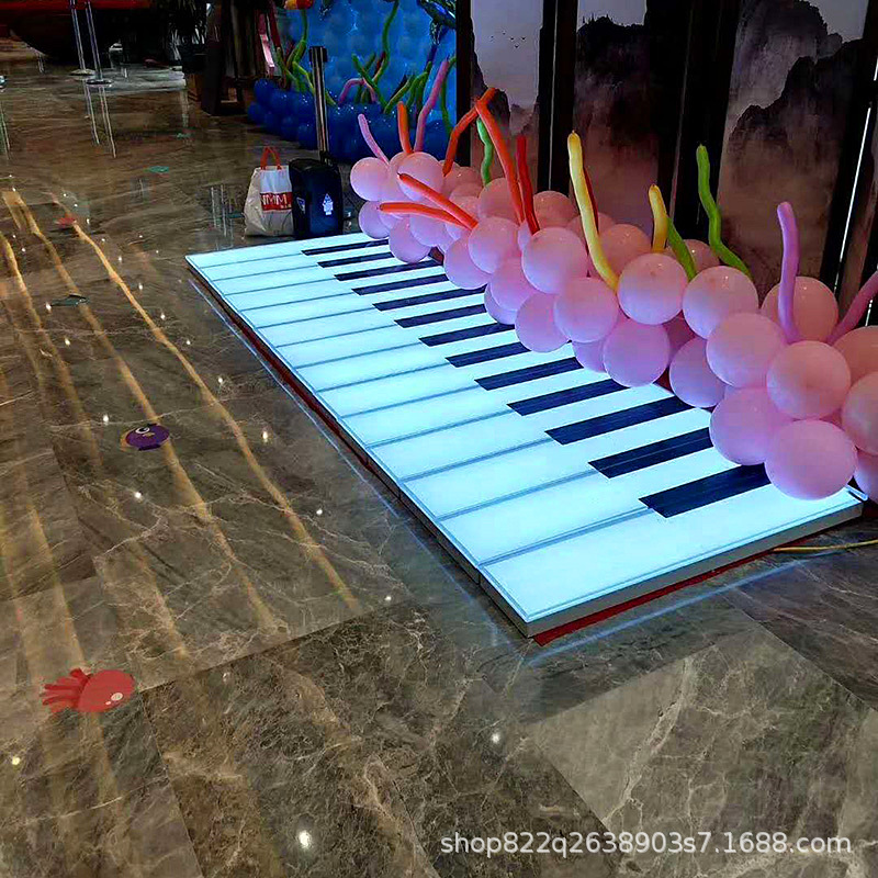 led piano floor tile light, gravity human body sensing, foot stepping sound, outdoor waterproof seven-color luminous music floor light details Picture