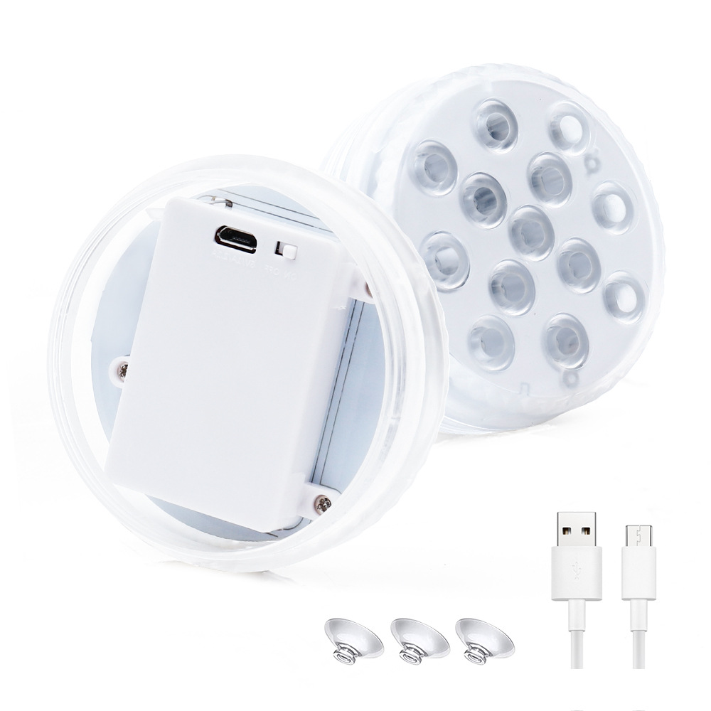 Cross-border best-selling USB charging remote control diving light 13led swimming pool and fish tank decoration seven-color illuminated underwater light Item Picture