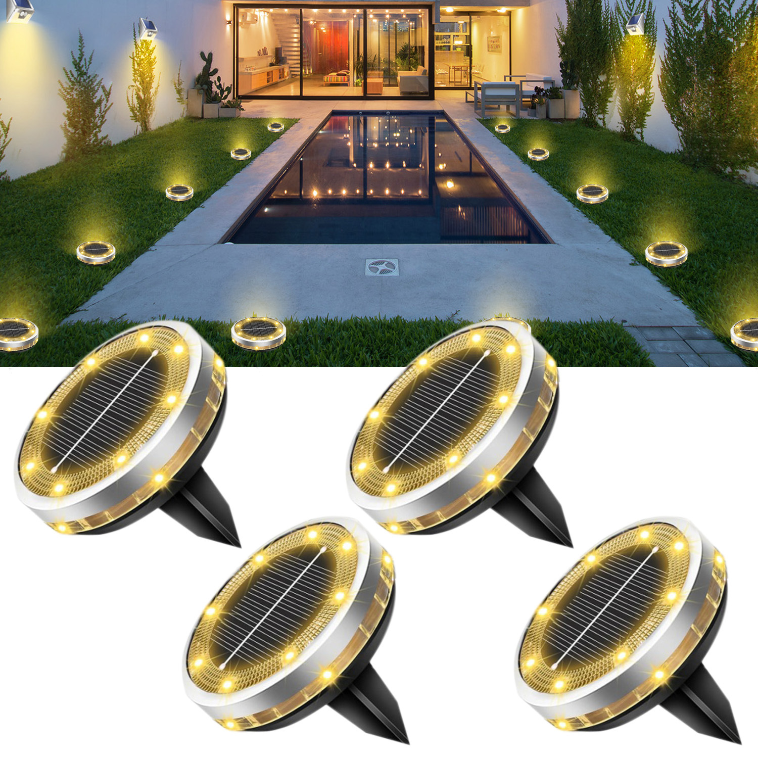 Amazon's 25-year new outdoor solar ground lights, lawn and courtyard stainless steel lawn lights, ground plug lights and wall lights Item Picture