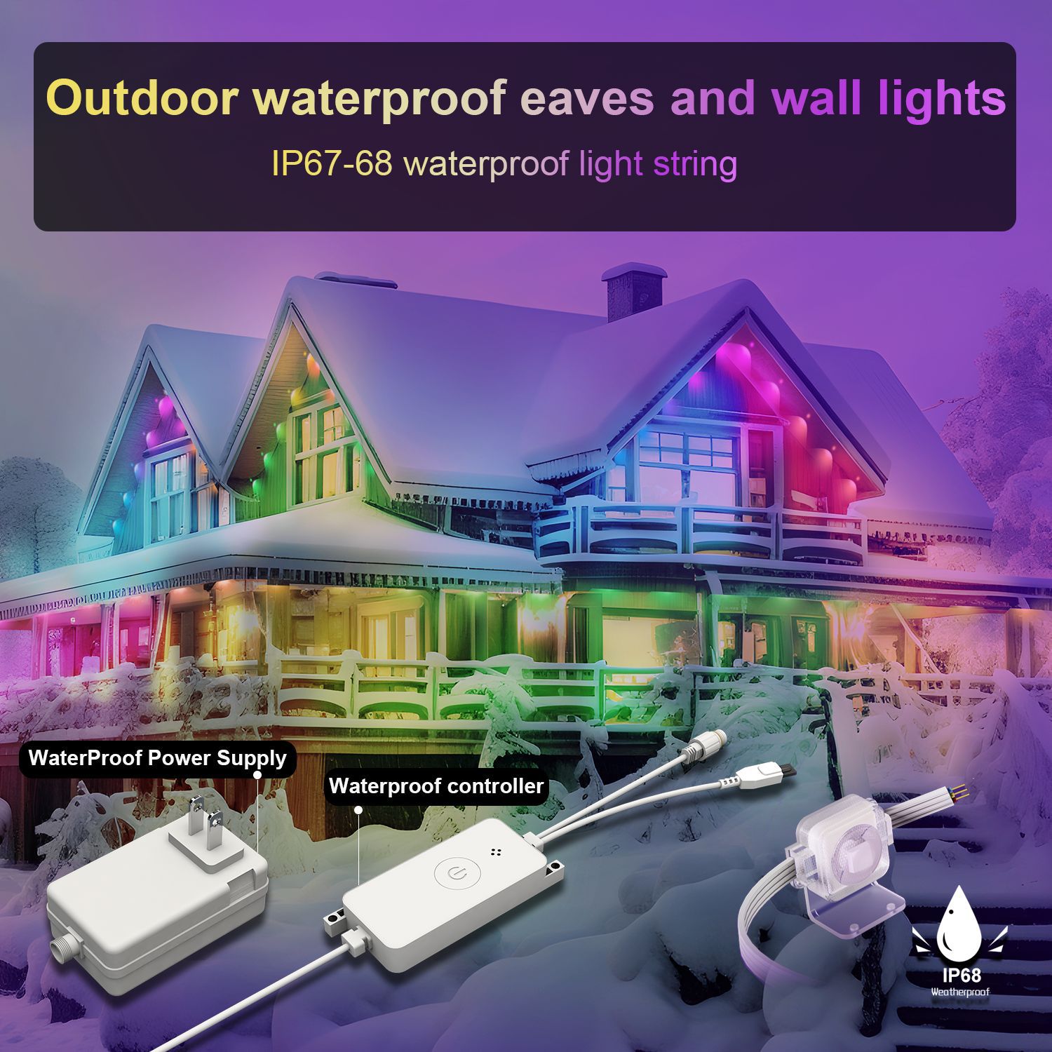 Amazon's best-selling smart waterproof eave light, WIFI and Bluetooth APP, graffiti eave light, holiday decoration eave light Application Scenario