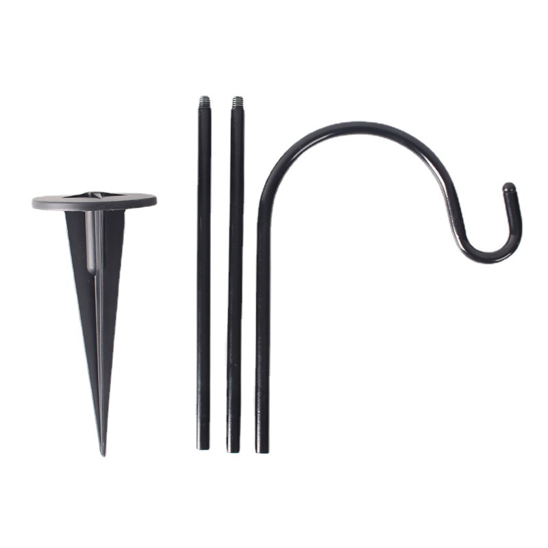 Iron solar-powered garden shepherd hook, outdoor decorative lawn, ground socket handicrafts, courtyard retro hook Item Picture