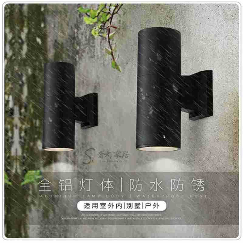 Outdoor waterproof wall lamp, balcony corridor and staircase light, modern, simple and creative double-head outdoor wall lamp with top and bottom light emission details Picture