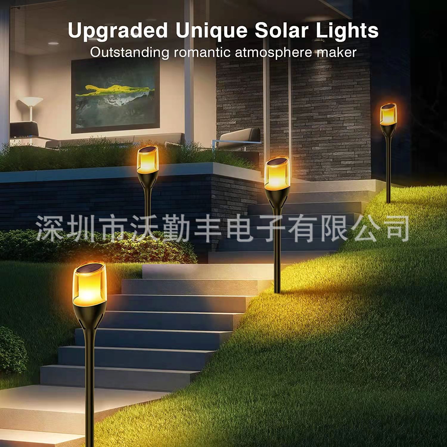 Classic red wine glass-shaped solar flame lamp, extended plug-in pole solar torch lamp, candle flickering effect Application Scenario