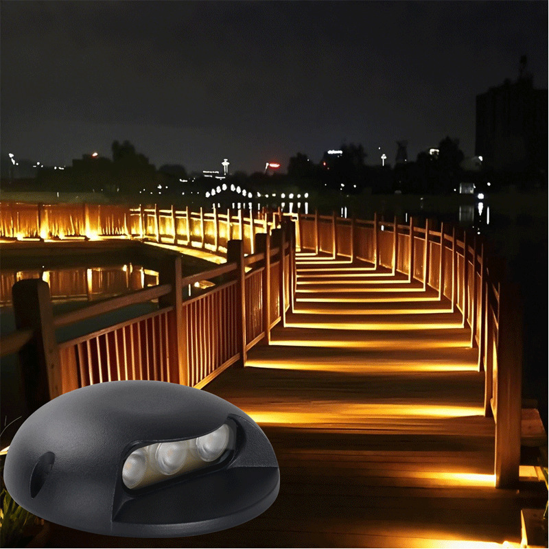 LED outdoor walkway lights, floor lights, solar turtle-back lights, step and step sensors, no need for holes, side-illuminated steps Specification drawing