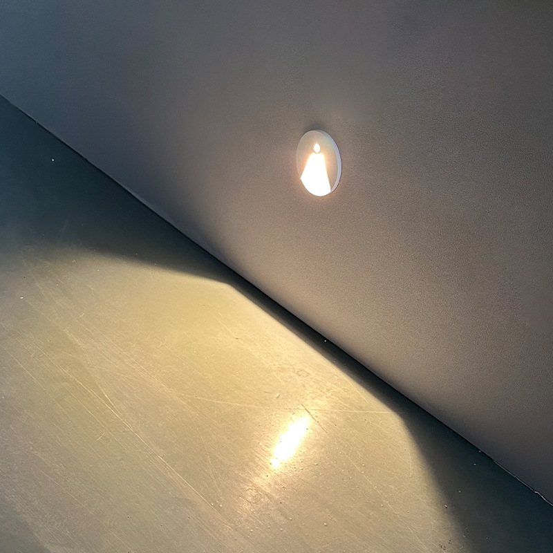 Circular floor foot light, automatic human body sensing room, outdoor and indoor step treads, aluminum corridor, waterproof skirting board, corner night light details Picture