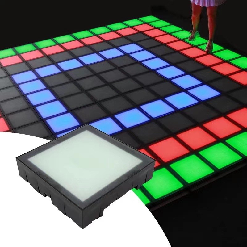 Cross-border jumping block floor light, multi-person sports block foot pedal game, interactive floor tile light, grid light manufacturer details Picture