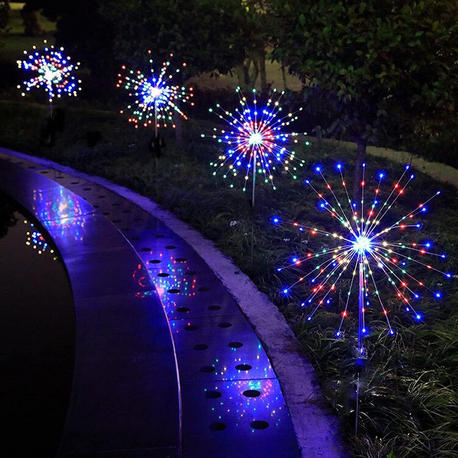 Solar-powered smoke lanterns, outdoor atmosphere LED starry sky copper wire lamps, outdoor lawn and courtyard decorative colored lights details Picture
