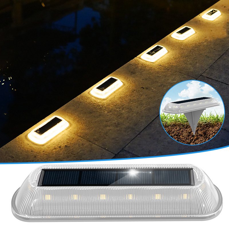 Wholesale of cross-border solar ground lights, outdoor waterproof garden lights, garden steps and walkways, led long strip ground lights full figure