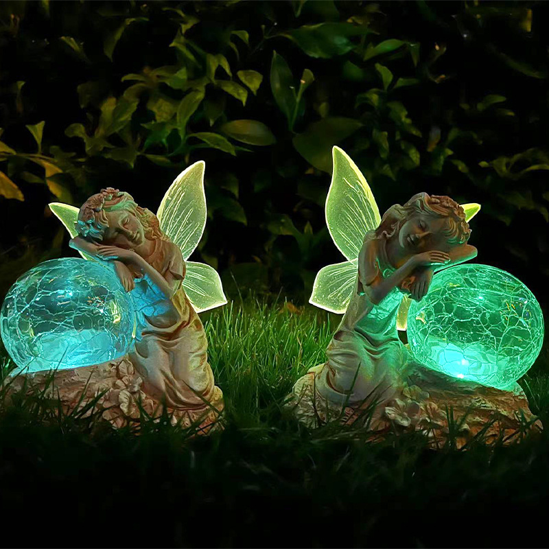 Cross-border best-selling solar outdoor lights, garden and courtyard solar lights, solar flower fairy resin lawn lights Application Scenario