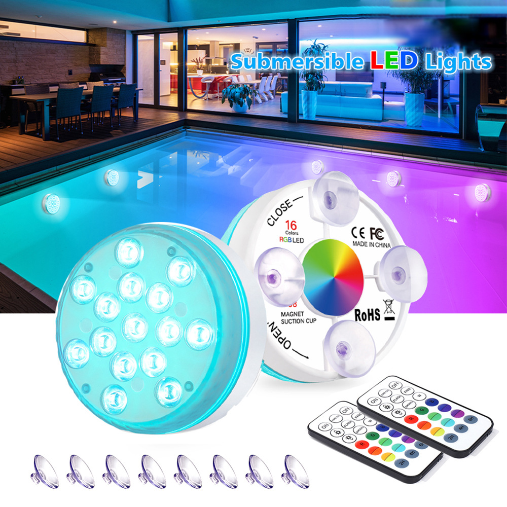 The manufacturer's new 15-lamp remote control diving light, large LED waterproof fish tank light with magnetic suction cup, swimming pool light full figure