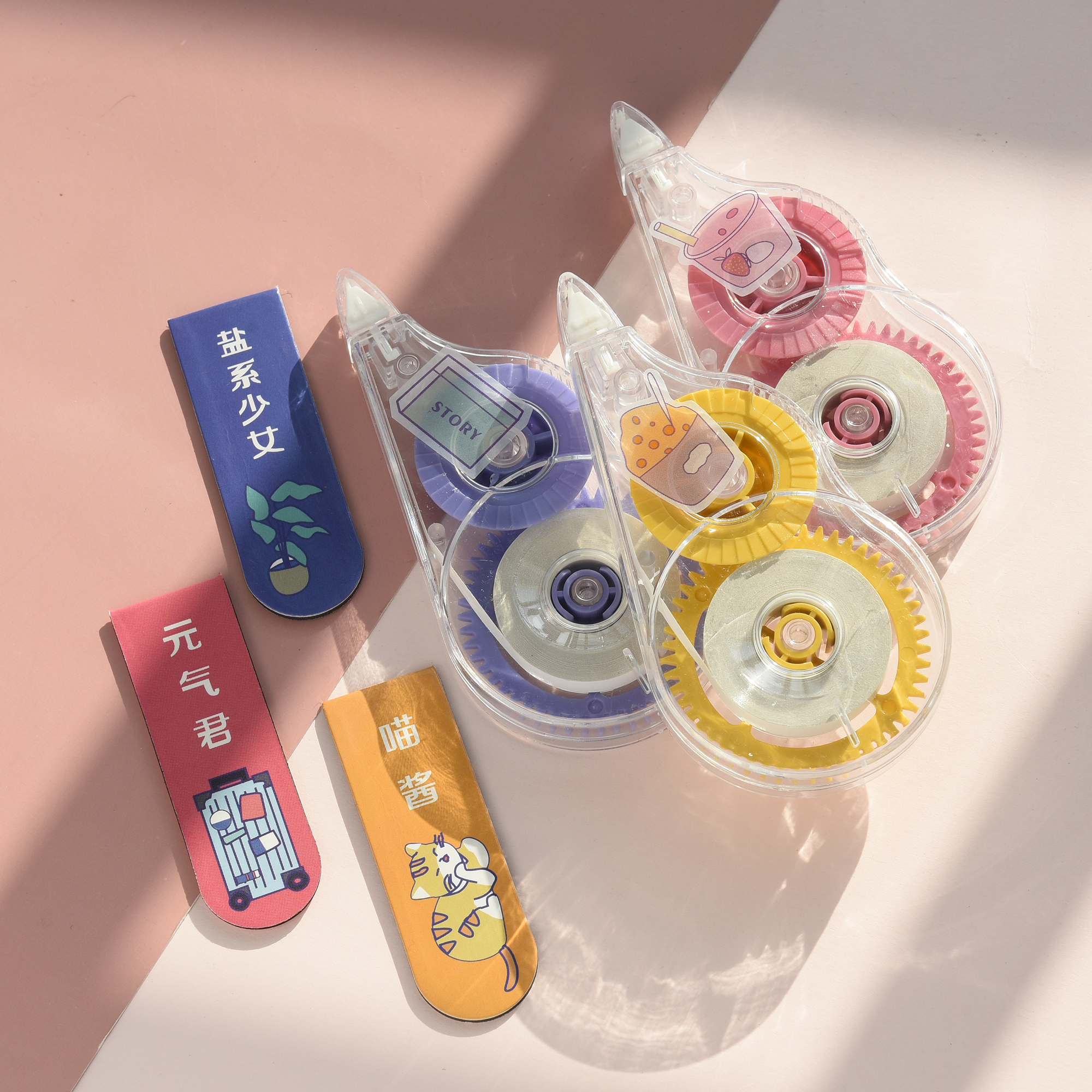 YB-8006 high-quality regular model correction tape, up to 12 meters, comes with a bookmark, ultra-thin film PET transparent film, easy to use, continuous use for students, factory direct sales full figure