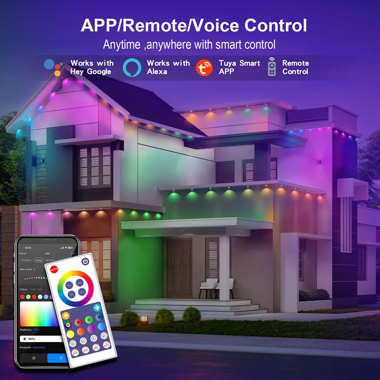 Amazon's best-selling smart waterproof eave light, WIFI and Bluetooth APP, graffiti eave light, holiday decoration eave light details Picture
