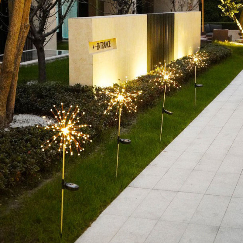 Solar ground plug copper wire lamps, smoke lanterns, courtyard and garden decorative lamps, string floor explosion lamps, foreign trade factory supply chain Specification drawing