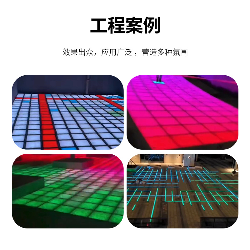 The LED floor tile light, the dynamic grid game, the luminous floor light, the highly entertaining challenge game, and the square interactive light for foot stepping Application Scenario