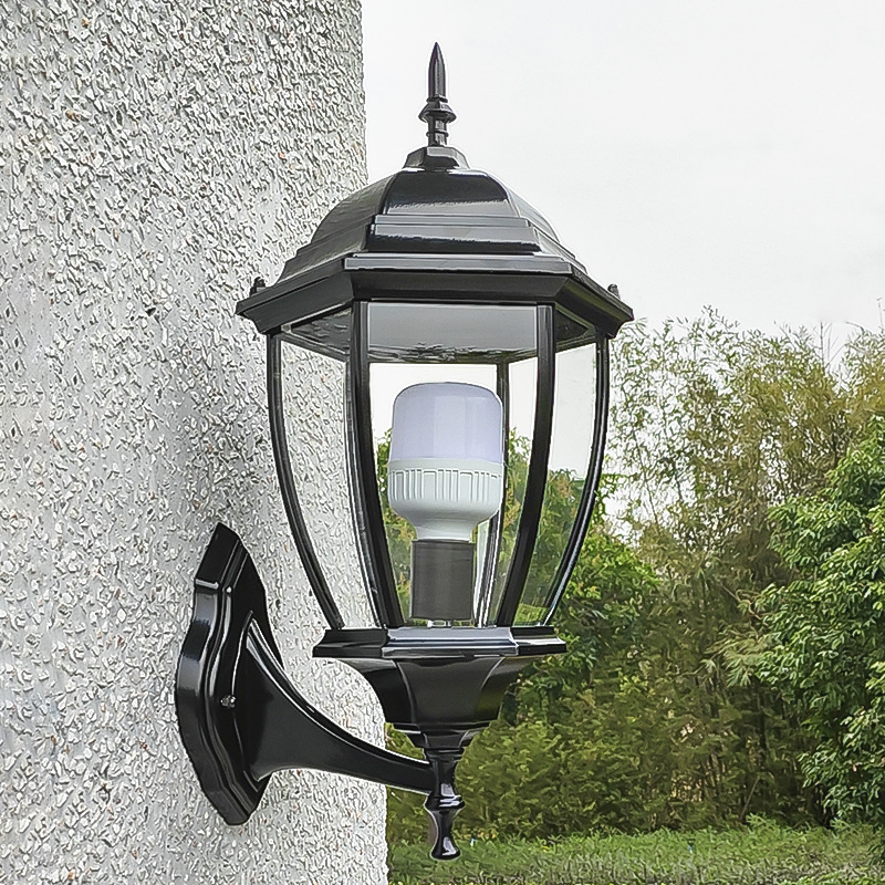 Outdoor wall lamps, waterproof garden lamps, European-style outdoor villa aluminum alloy staircase, corridor, American retro wall lamps full figure
