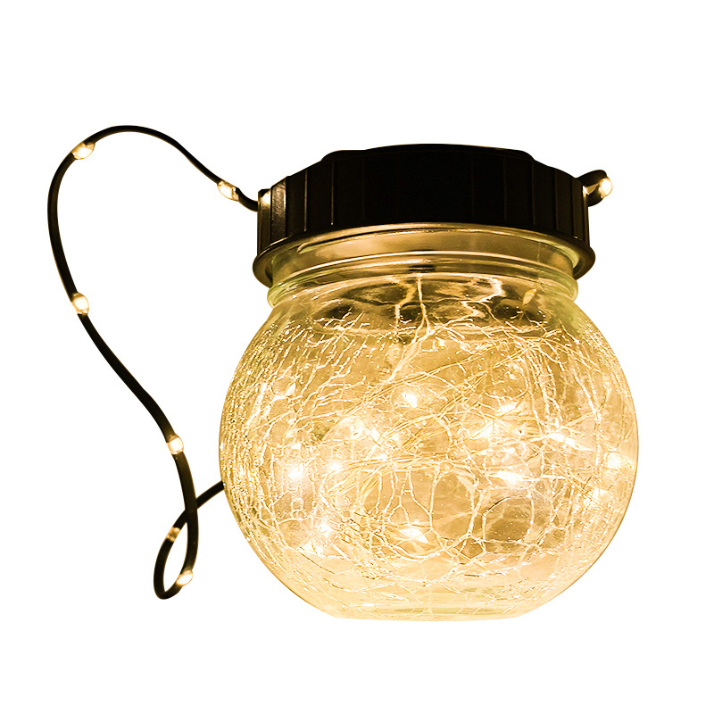 Solar-powered outdoor movable crack lamp, courtyard garden hanging atmosphere, automatically lights up at dark, portable camping waterproof Item Picture