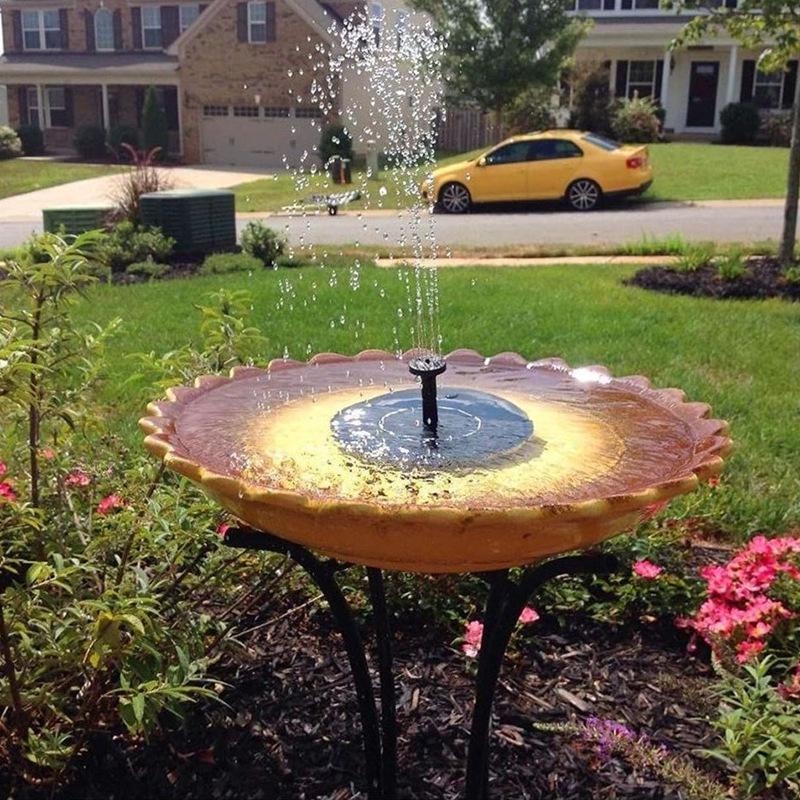 Solar energy fountain, outdoor water pool, floating seven-color lights, courtyard bird bath, decorative pump, garden water feature spray Application Scenario