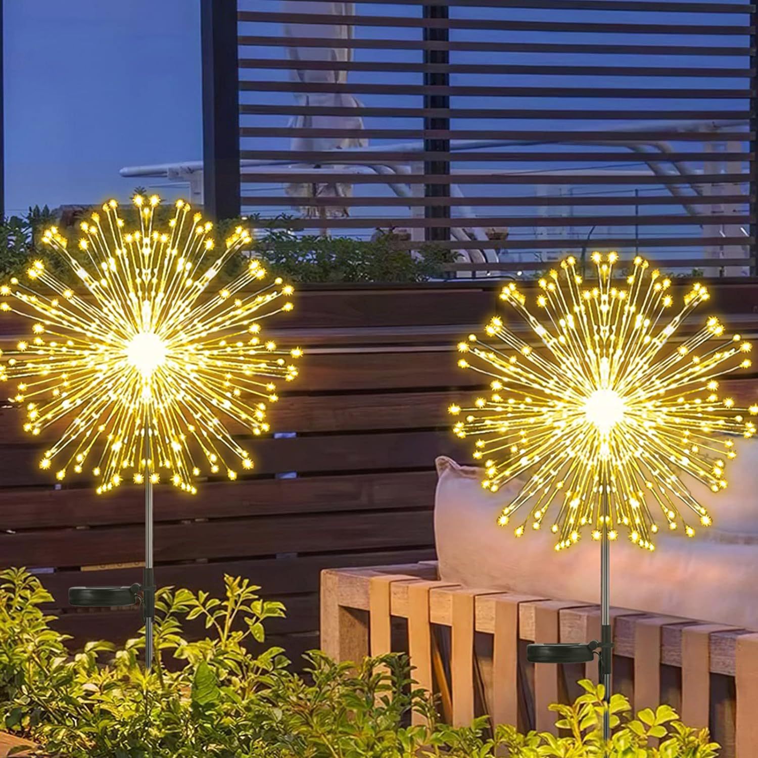 Solar-powered smoke lanterns, outdoor atmosphere LED starry sky copper wire lamps, outdoor lawn and courtyard decorative colored lights Specification drawing