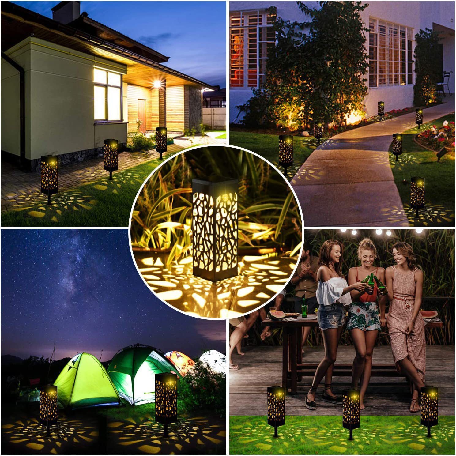 Cross-border solar lawn lights, outdoor waterproof hollowed-out lights, LED garden and courtyard lights, ground insert lights, shadow landscape lights Specification drawing
