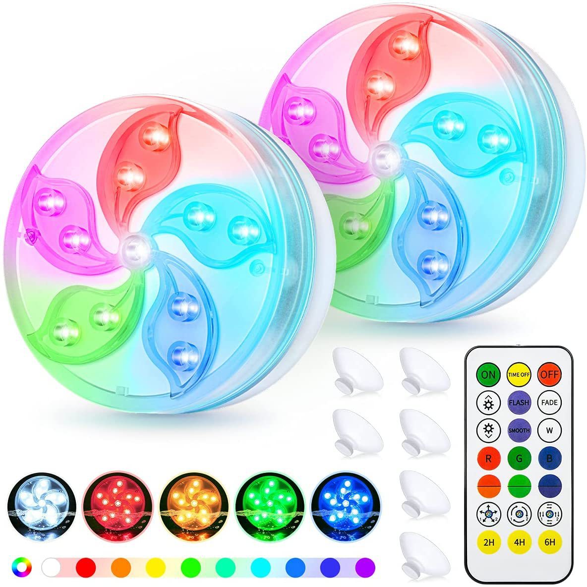 New LED horse-running remote control large knob light, Bauhinia flower diving light, 11 lights, aquarium fish tank swimming pool diving light details Picture