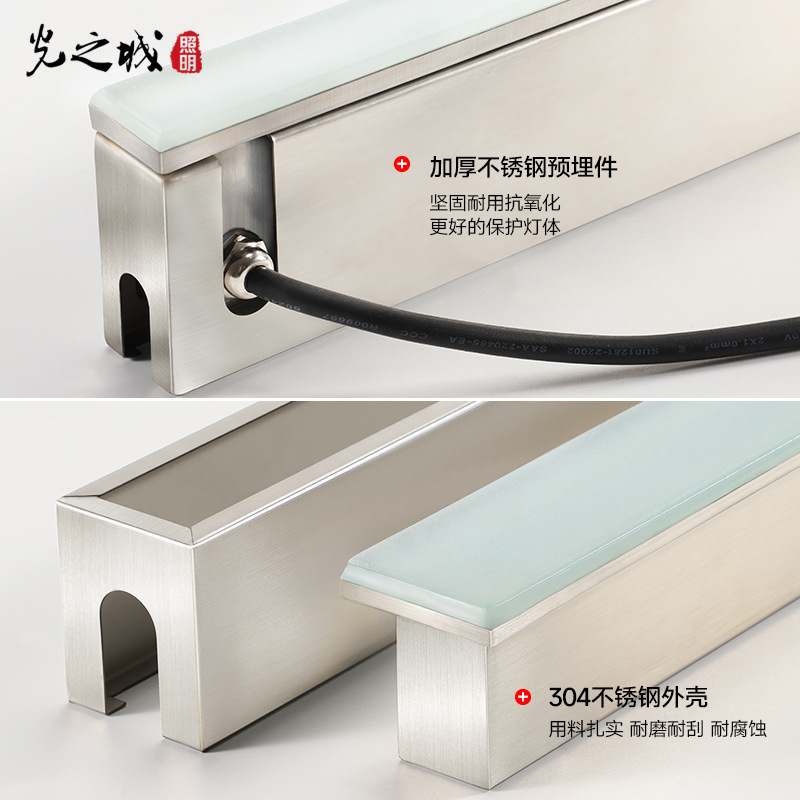 Outdoor waterproof long strip floor tile lights, underground lighting lane pre-embedded line lights, embedded led step buried lights details Picture