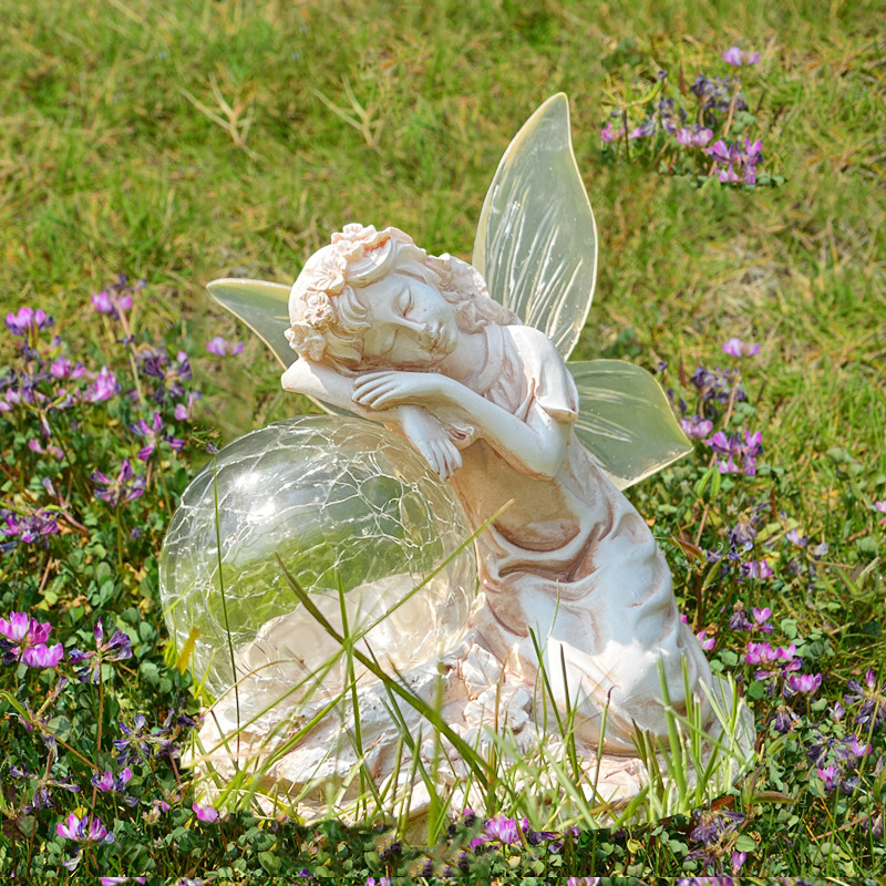 Cross-border best-selling solar outdoor lights, garden and courtyard solar lights, solar flower fairy resin lawn lights details Picture