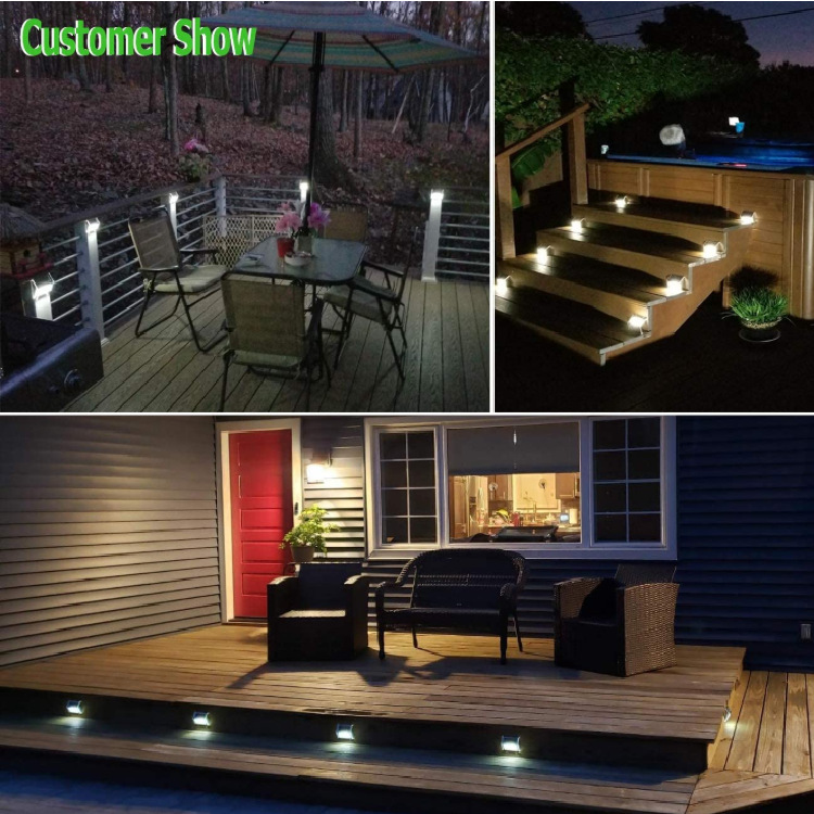 Outdoor solar stainless steel wall lamps, staircase and corridor lamps, 3LED courtyard railing lamps, decorative landscape fence lamps details Picture