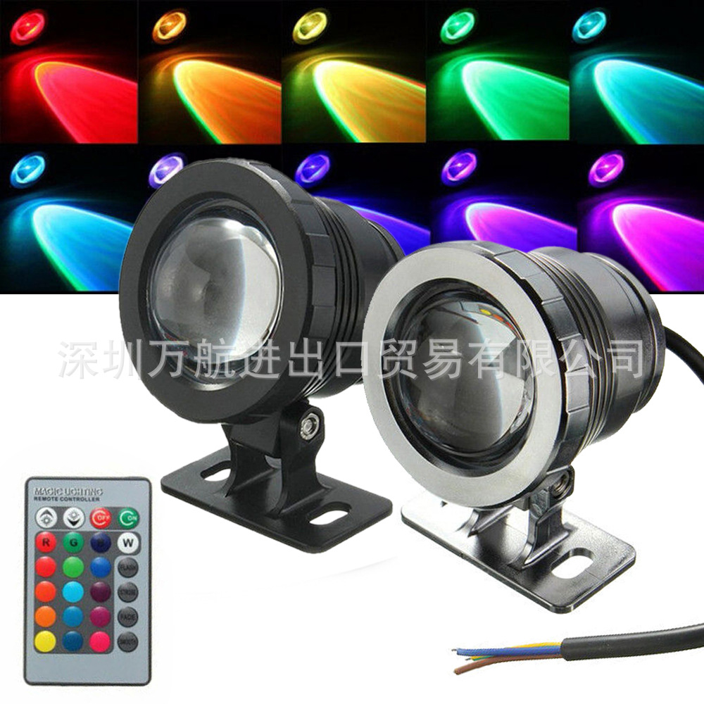 Outdoor fountain pool spotlight DC 12V RGB remote control black and silver fountain spotlight details Picture