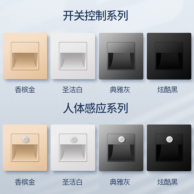 86-type embedded led night light for hotels and guesthouses, corridor and staircase sensor light, light off when people leave, and floor light at night Specification drawing