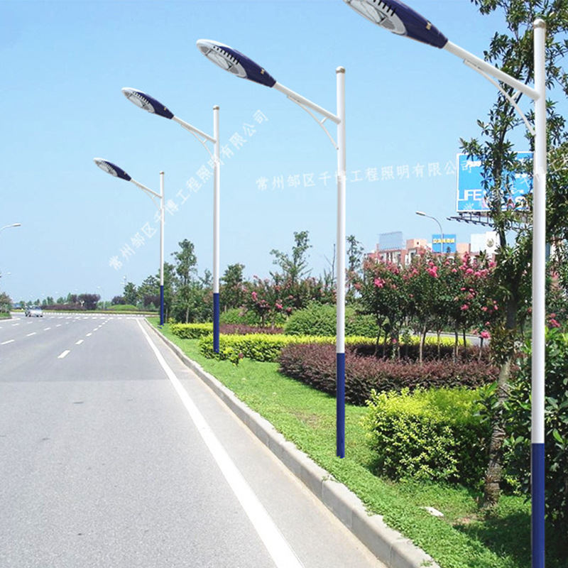 LED municipal street lamps, outdoor municipal road lighting, high-pole lamps, 5-meter ultra-bright high-pole double-head single-arm municipal street lamps details Picture